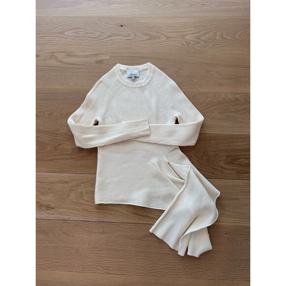 3.1 Phillip Lim Ivory Ribbed Sweater with Waist Side Tie Size XSmall $395 - Picture 3 of 6